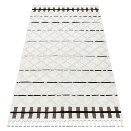 Teppich SEVILLA Y611A Gitter, Diamanten braun / weiß Franse berber marokkanisch shaggy