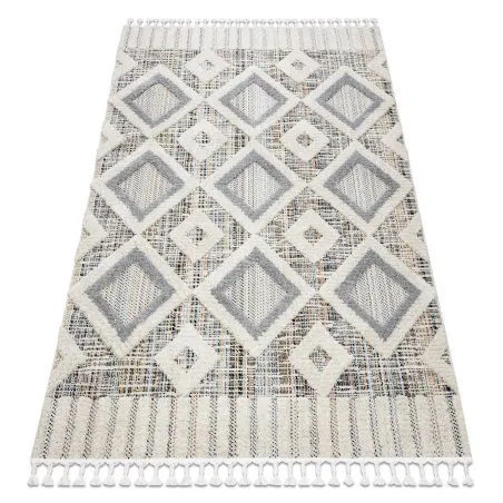 Teppich SEVILLA Y523C Diamanten grau / gelb Franse berber marokkanisch shaggy
