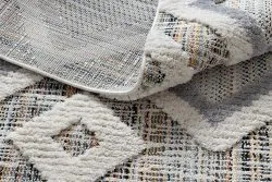 Teppich SEVILLA Y523C Diamanten grau / gelb Franse berber marokkanisch shaggy