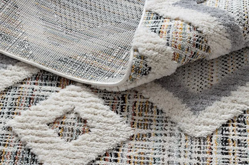 Teppich SEVILLA Y523C Diamanten grau / gelb Franse berber marokkanisch shaggy