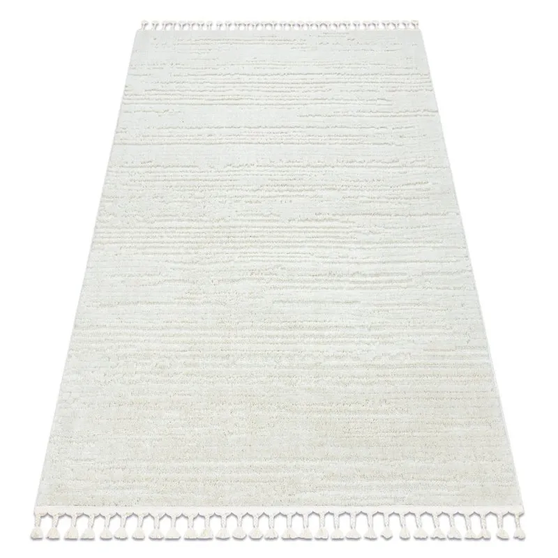 Teppich SEVILLA AC53B Streifen weiß Franse berber marokkanisch shaggy