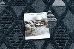 Teppich SEVILLA Y499B Gitter, Diamanten blau Franse berber marokkanisch shaggy