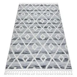 Teppich SEVILLA Z555A Gitter, Diamanten grau / weiß Franse berber marokkanisch shaggy