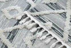 Teppich SEVILLA Z555A Gitter, Diamanten grau / weiß Franse berber marokkanisch shaggy