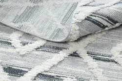 Teppich SEVILLA Z555A Gitter, Diamanten grau / weiß Franse berber marokkanisch shaggy