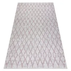 Teppich SISAL SION Gitter flach gewebt ecru / rosa