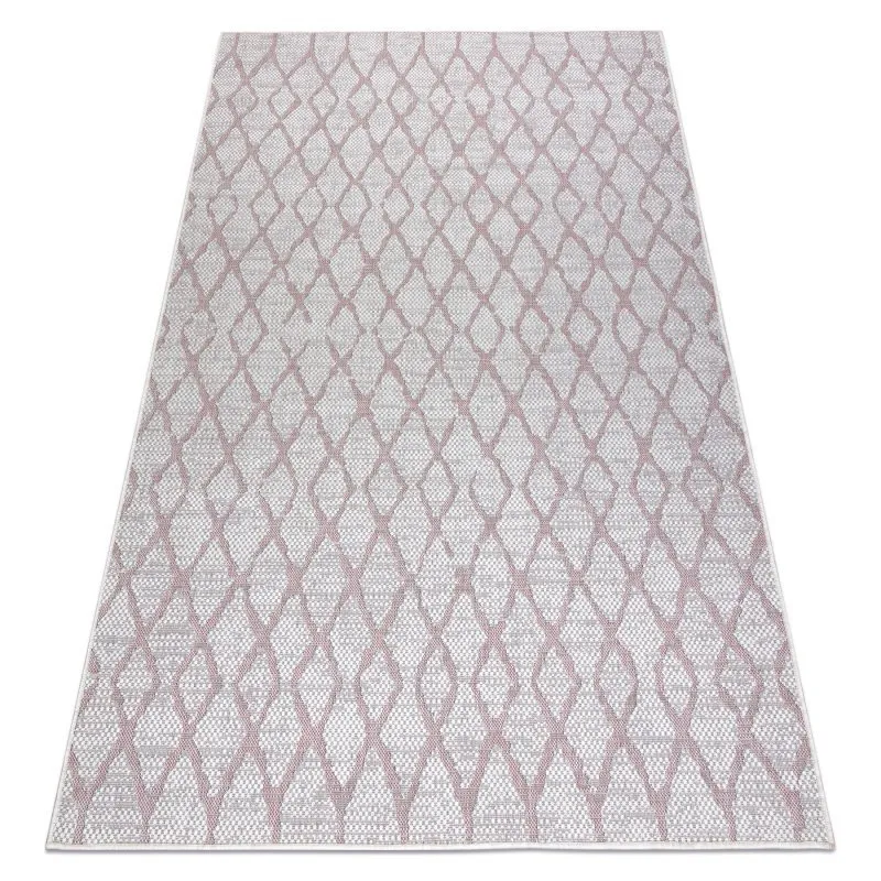 Teppich SISAL SION Gitter 22129 flach gewebt ecru / rosa