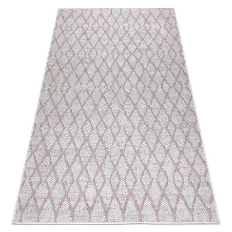 Teppich SISAL SION Gitter 22129 flach gewebt ecru / rosa