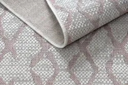 Teppich SISAL SION Gitter 22129 flach gewebt ecru / rosa