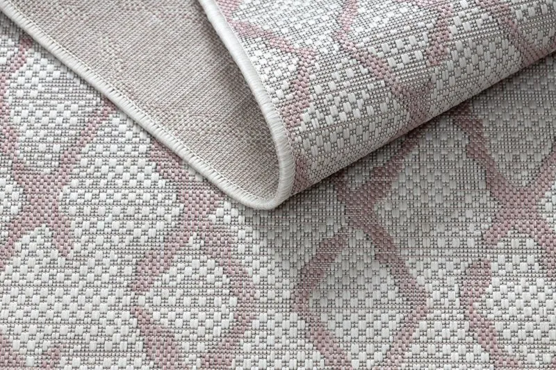 Teppich SISAL SION Gitter 22129 flach gewebt ecru / rosa