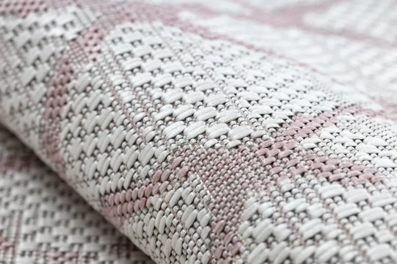 Teppich SISAL SION Gitter 22129 flach gewebt ecru / rosa