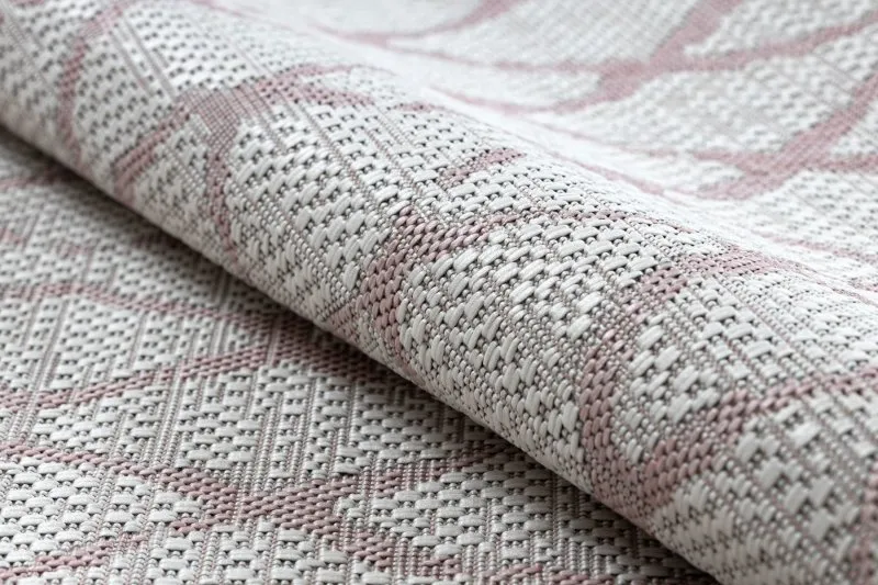 Teppich SISAL SION Gitter 22129 flach gewebt ecru / rosa