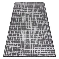 Teppich SISAL SION Gitter, Linien flach gewebt schwarz / ecru