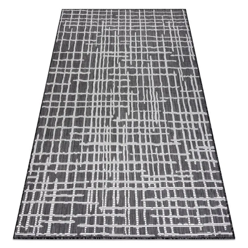 Teppich SISAL SION Gitter, Linien 22144 flach gewebt schwarz / ecru 
