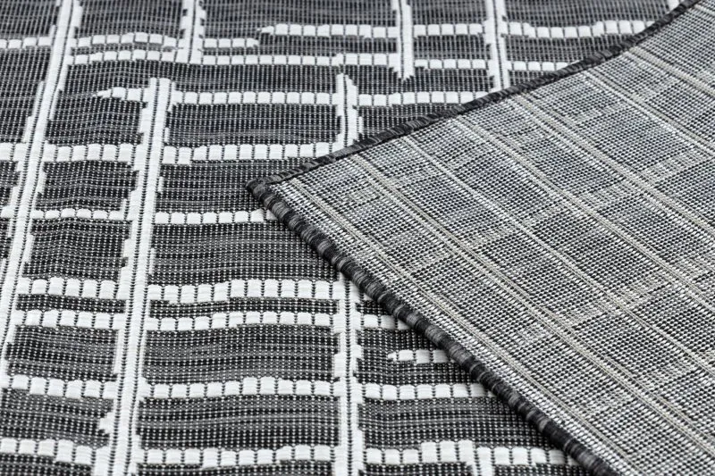 Teppich SISAL SION Gitter, Linien 22144 flach gewebt schwarz / ecru 