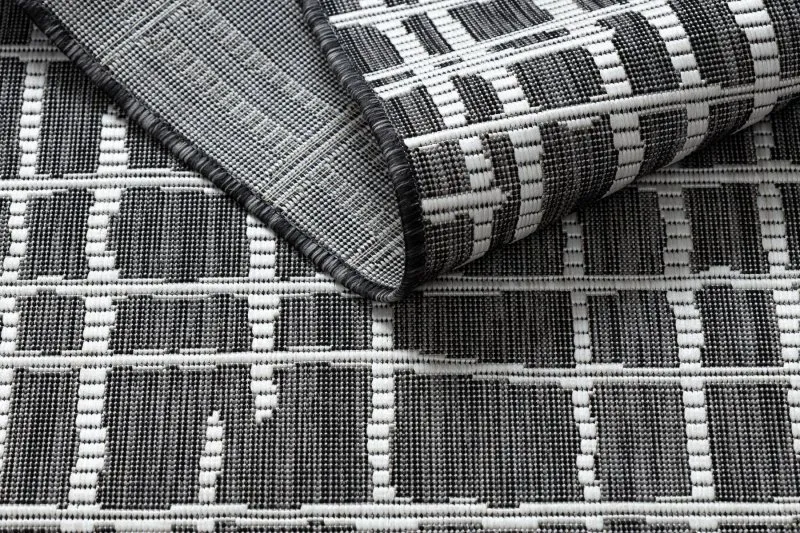 Teppich SISAL SION Gitter, Linien 22144 flach gewebt schwarz / ecru 