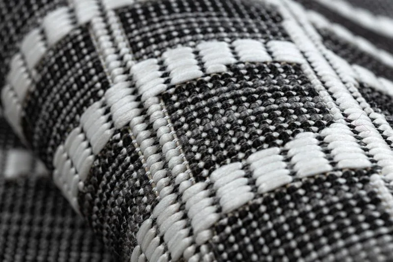 Teppich SISAL SION Gitter, Linien 22144 flach gewebt schwarz / ecru 