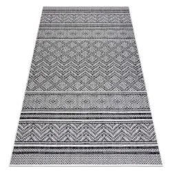 Teppich SISAL SION Zickzack, Diamanten Boho flach gewebt schwarz / ecru