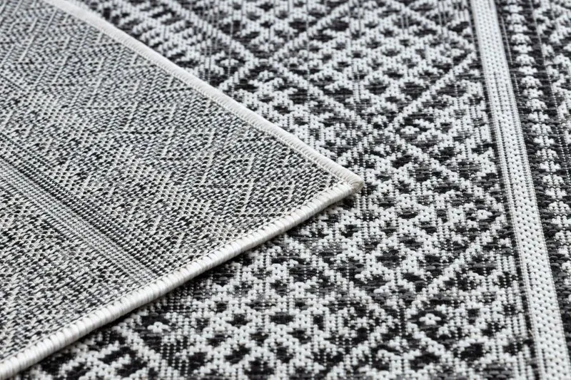 Teppich SISAL SION Zickzack, Diamanten Boho 22168 flach gewebt schwarz / ecru 