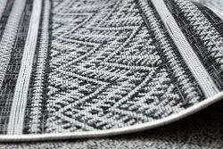 Teppich SISAL SION Zickzack, Diamanten Boho 22168 flach gewebt schwarz / ecru 