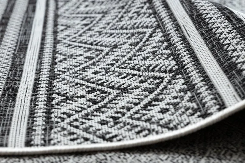 Teppich SISAL SION Zickzack, Diamanten Boho 22168 flach gewebt schwarz / ecru 