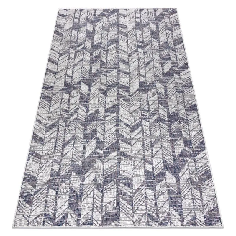 Teppich SISAL SION Fischgrätenmuster 22180 flach gewebt ecru / blau / rosa