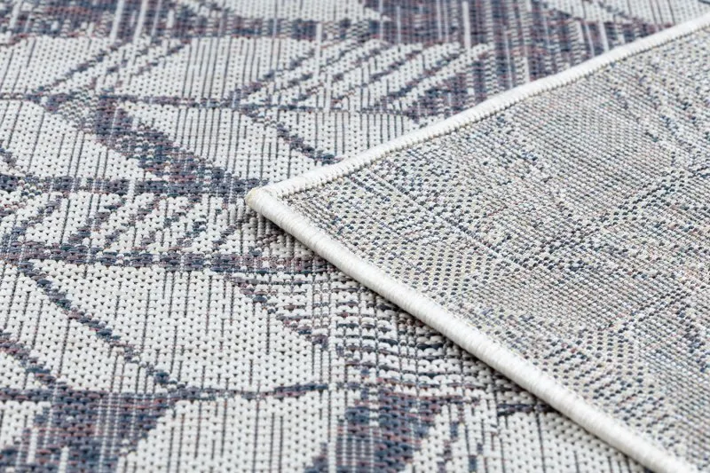 Teppich SISAL SION Fischgrätenmuster 22180 flach gewebt ecru / blau / rosa