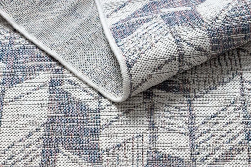 Teppich SISAL SION Fischgrätenmuster 22180 flach gewebt ecru / blau / rosa