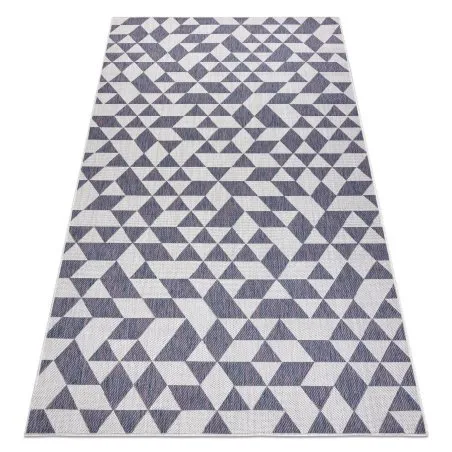 Teppich SISAL SION Geometrisch, Dreiecke 22373 flach gewebt ecru / blau / rosa