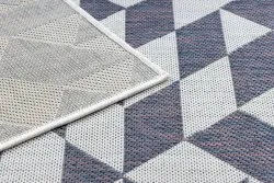 Teppich SISAL SION Geometrisch, Dreiecke 22373 flach gewebt ecru / blau / rosa