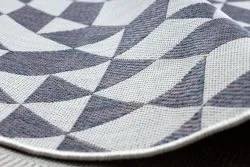 Teppich SISAL SION Geometrisch, Dreiecke 22373 flach gewebt ecru / blau / rosa