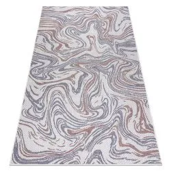 Teppich SISAL SION Wellen flach gewebt ecru / blau / rosa