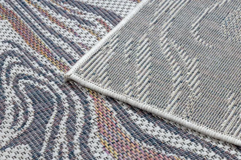Teppich SISAL SION Wellen 2836 flach gewebt ecru / blau / rosa