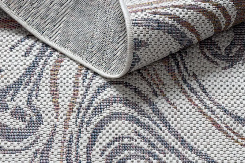 Teppich SISAL SION Wellen 2836 flach gewebt ecru / blau / rosa