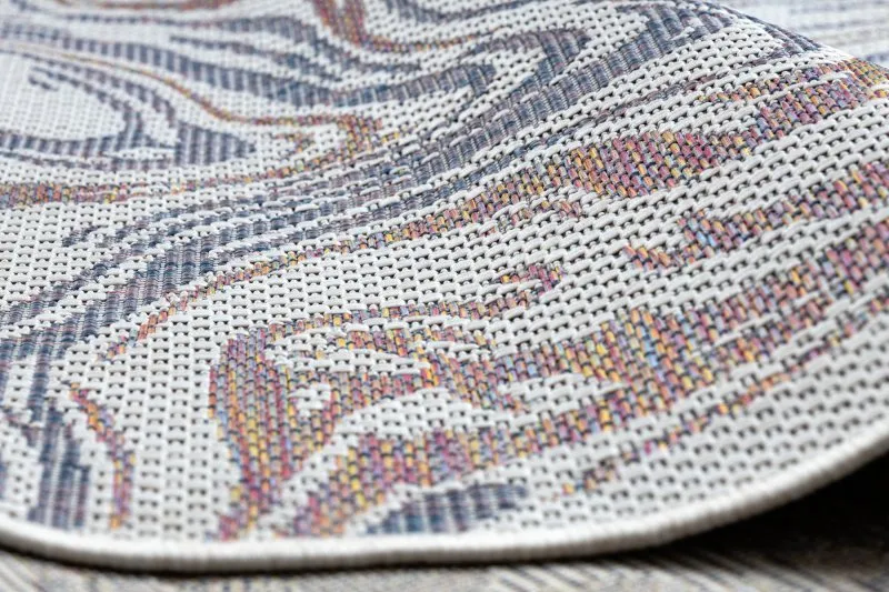 Teppich SISAL SION Wellen 2836 flach gewebt ecru / blau / rosa