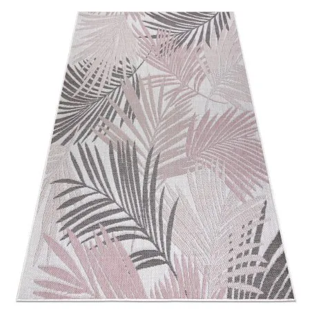 Teppich SISAL SION Palmenblätter, tropisch 2837 flach gewebt ecru / rosa