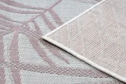 Teppich SISAL SION Palmenblätter, tropisch 2837 flach gewebt ecru / rosa