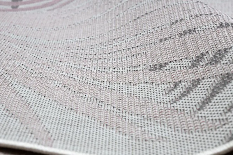 Teppich SISAL SION Palmenblätter, tropisch 2837 flach gewebt ecru / rosa