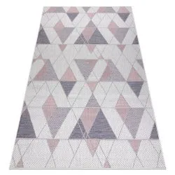 Teppich SISAL SION Geometrisch, Dreiecke flach gewebt ecru / rosa