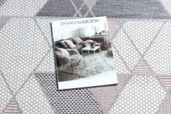 Teppich SISAL SION Geometrisch, Dreiecke 3006 flach gewebt ecru / rosa