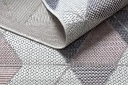 Teppich SISAL SION Geometrisch, Dreiecke 3006 flach gewebt ecru / rosa