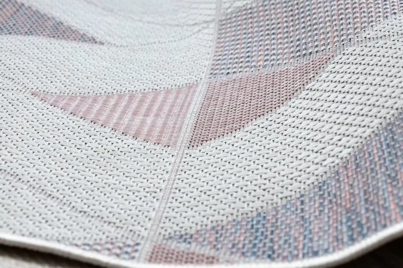 Teppich SISAL SION Geometrisch, Dreiecke 3006 flach gewebt ecru / rosa