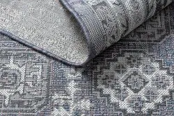 Teppich SISAL SION Rahmen, Ornament, vintage 2832 flach gewebt blau / rosa / ecru