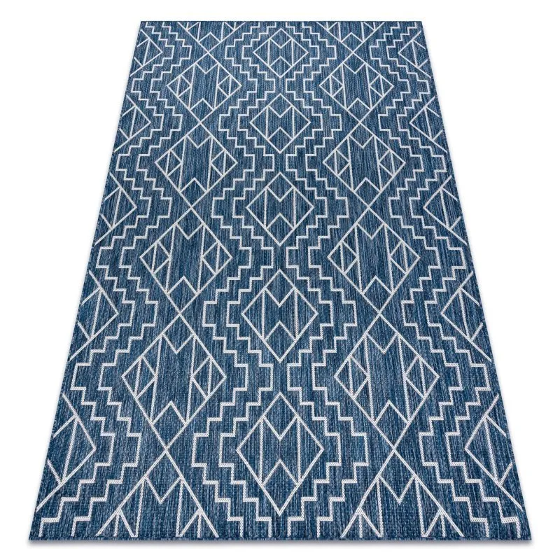 Teppich SISAL SION Geometrisch, Diamanten 21778 flach gewebt dunkelblau / ecru