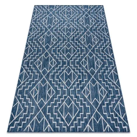 Teppich SISAL SION Geometrisch, Diamanten 21778 flach gewebt dunkelblau / ecru