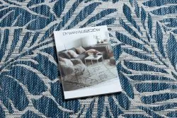 Teppich SISAL SION Blätter 22151 flach gewebt ecru / dunkelblau 