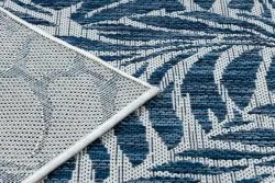 Teppich SISAL SION Blätter 22151 flach gewebt ecru / dunkelblau 