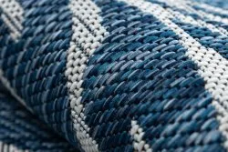 Teppich SISAL SION Blätter 22151 flach gewebt ecru / dunkelblau 