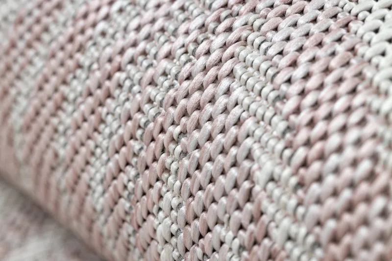Teppich, Läufer SISAL SION Palmenblätter, tropisch 2837 flach gewebt ecru / rosa
