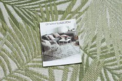 Teppich, Läufer SISAL SION Palmenblätter, tropisch 2837 flach gewebt ecru / grün